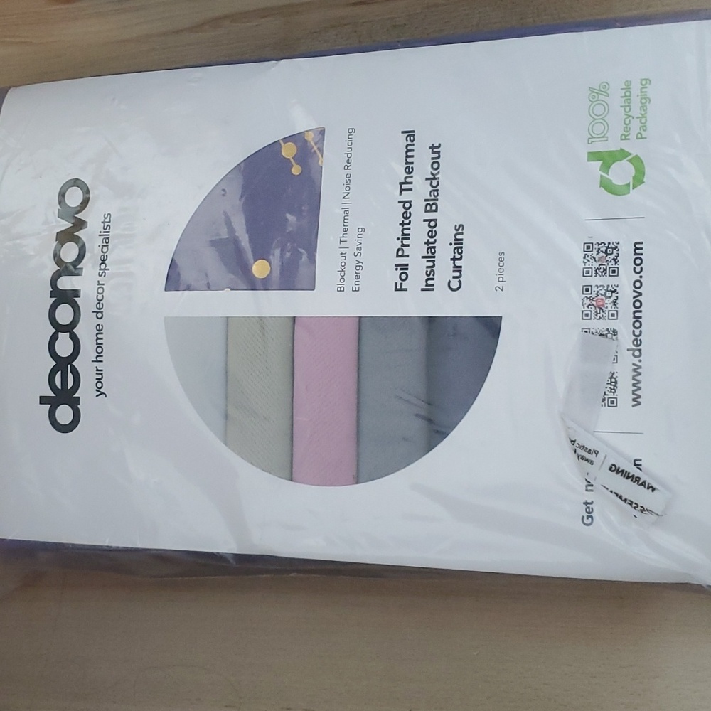 Deconovo foil printed thermal insulated blackout curtain new in package